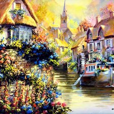 Схема вышивки «дом в цветах»