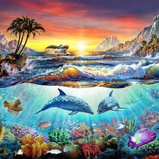 Схема вышивки «пара дельфинов»