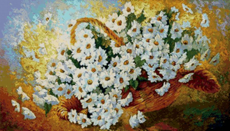 корзина ромашек - цветы, лето, ромашка, корзина - предпросмотр