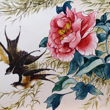 Схема вышивки «пион в японском стиле»