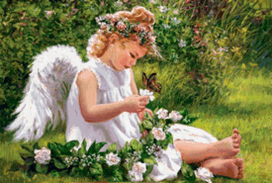 ангелочек - девочка, дети, природа, ангел - предпросмотр