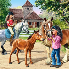 Схема вышивки «Юные наездницы»