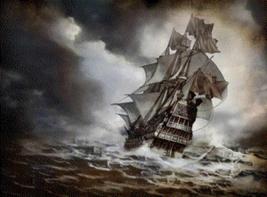 В шторм - шторм, ночь, корабль, море - предпросмотр