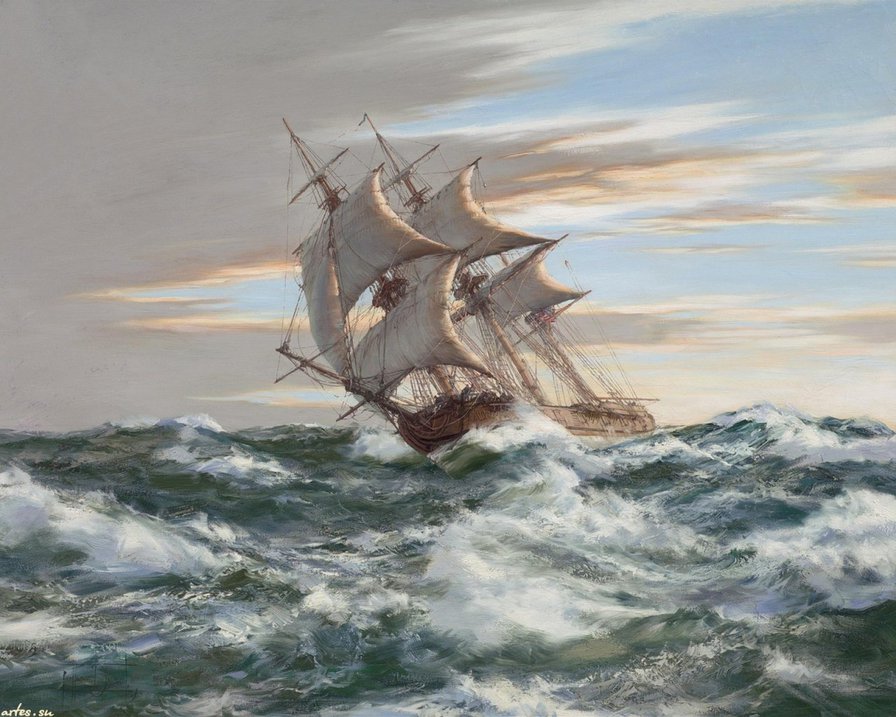 Корабль - шторм, корабль, море - оригинал