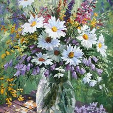 Схема вышивки «букет полевых цветов в вазе»