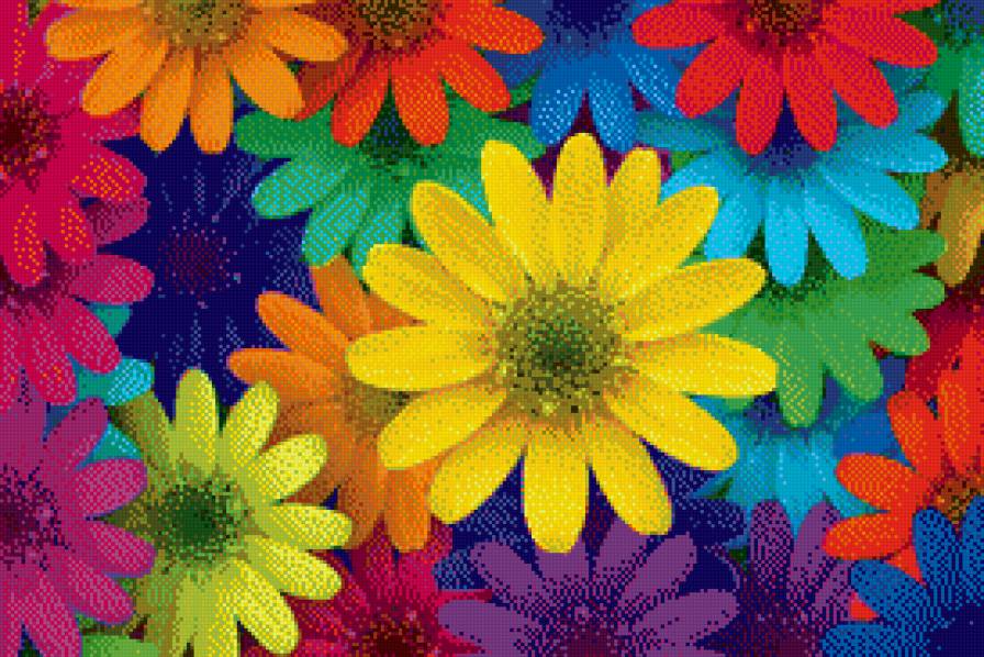 Витражные цветы. Панно. - панно, цветы, витраж, краски - предпросмотр