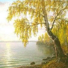 Схема вышивки «берёза у реки»