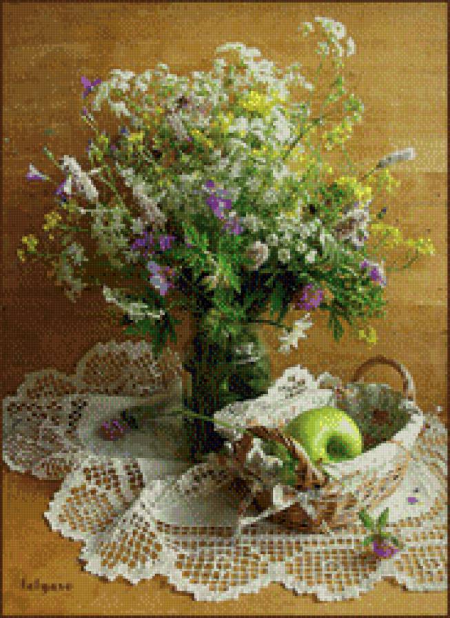 летний букет с яблоком - предпросмотр