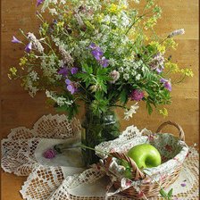 Схема вышивки «летний букет с яблоком»