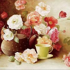 Схема вышивки «букет и чай»