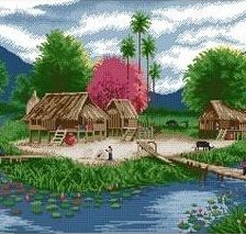 Схема вышивки «Домик с рвом»