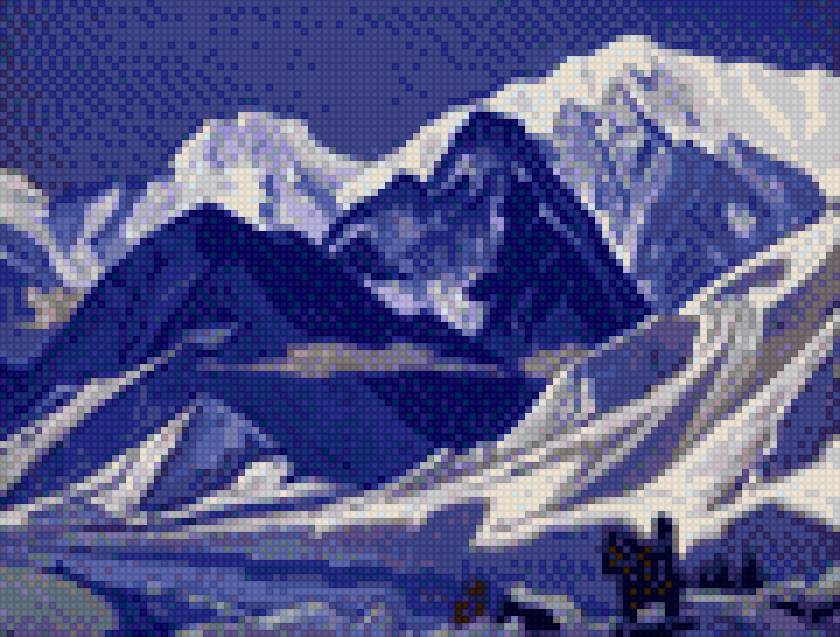 долина кулу - вышитые картины, рерих - предпросмотр