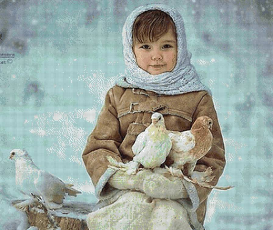 Девочка с голубями - дети, сказка, девочки - предпросмотр