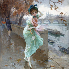 Схема вышивки «девушка под дождем»