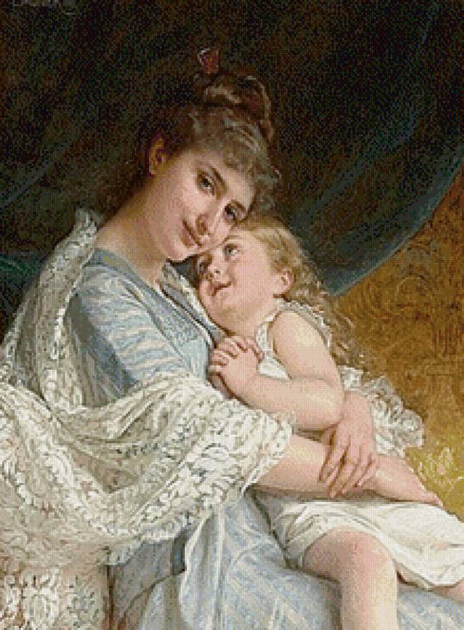 В нежных маминых руках - картина, женское - предпросмотр