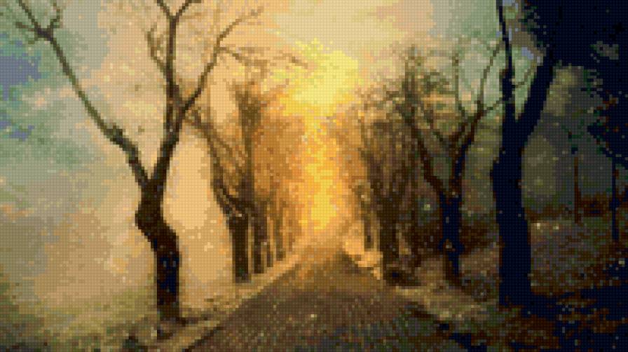 Деревья, аллея. - природа, пейзаж., деревья - предпросмотр