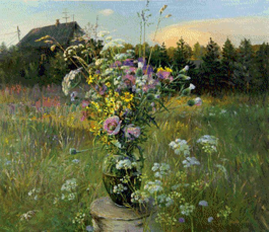 полевой букет - пейзаж, деревня полевые цветы, натюрморт, букет - предпросмотр