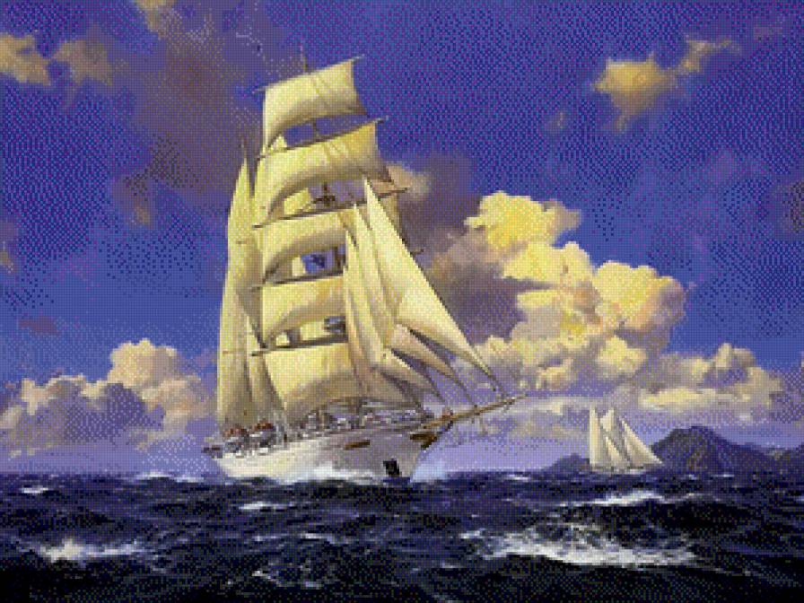 Яхта 2 - пейзаж, море, кораблі, природа - предпросмотр