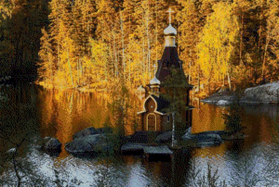 осінь - природа, церква, ліс, вода - предпросмотр