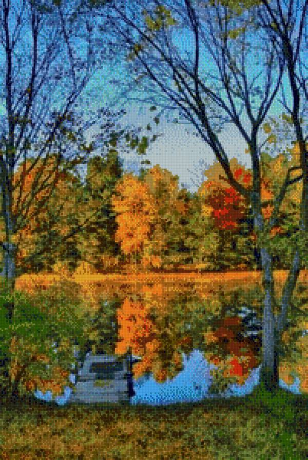 осінь - ліс, дерева, вода, природа - предпросмотр