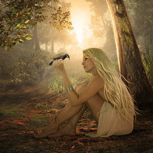 Схема вышивки «девушка в лесу»