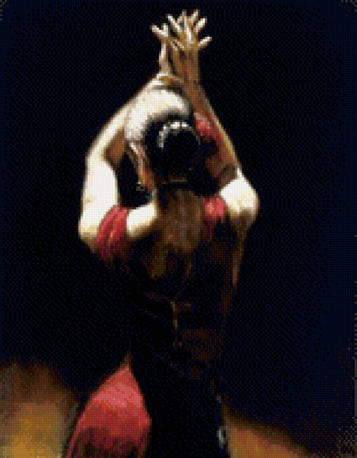 танец - страсть, силуэт, девушка, картина - предпросмотр