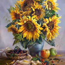Схема вышивки «натюрморт с подсолнухами»