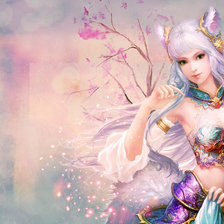 Схема вышивки «панно с девушкой и сакурой»