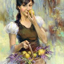 девушка с лимонами