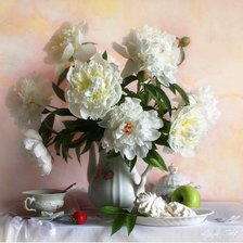 белые пионы с зефиром