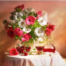 Схема вышивки «лаватера и вино»