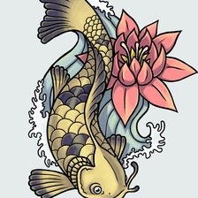 Схема вышивки «японский карп»