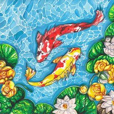 Схема вышивки «японские карпы»