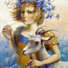 Схема вышивки «девочка с козой»