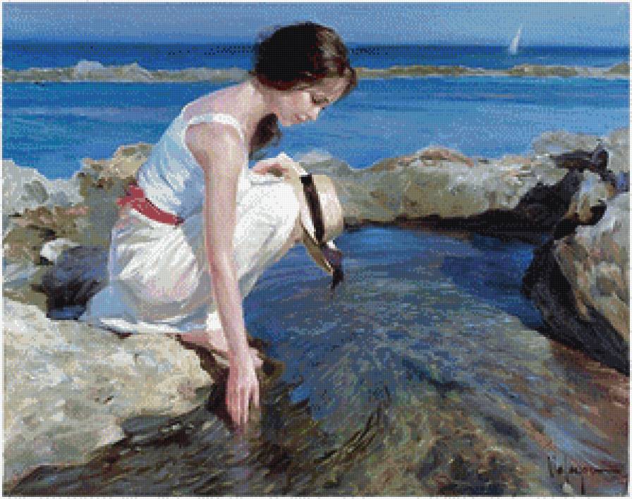 у моря-3 - волна, море, женщина, небо - предпросмотр