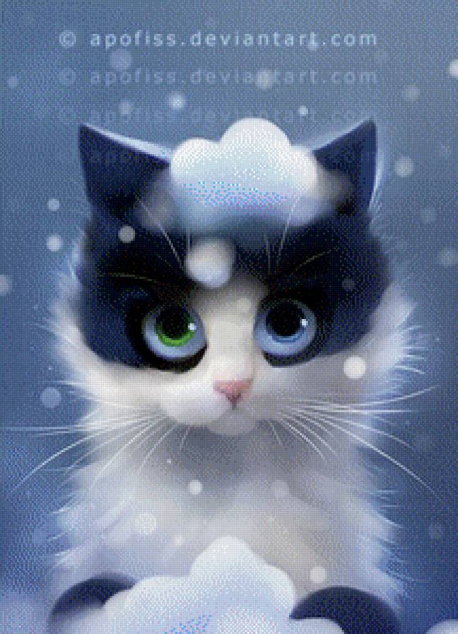 кот со снежком - кот, снег - предпросмотр