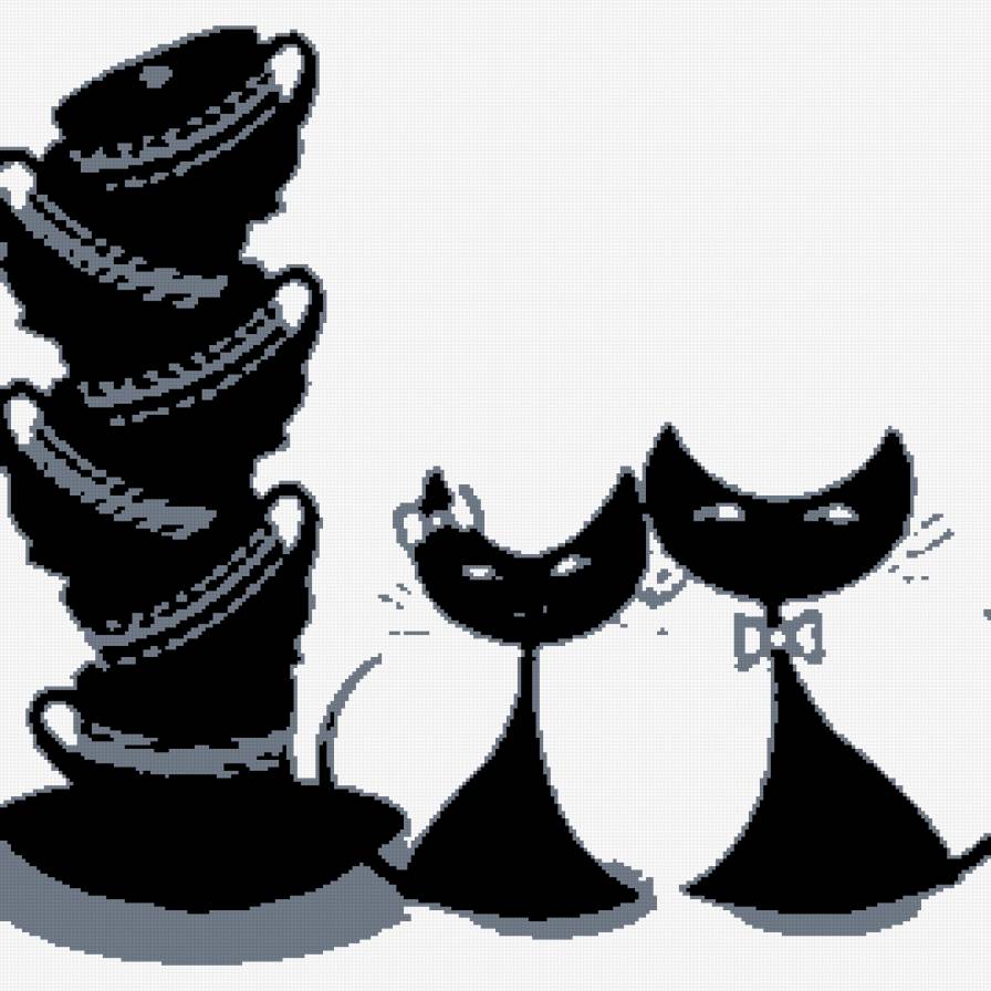 Коты и чашки - коты, чашки, посуда - предпросмотр