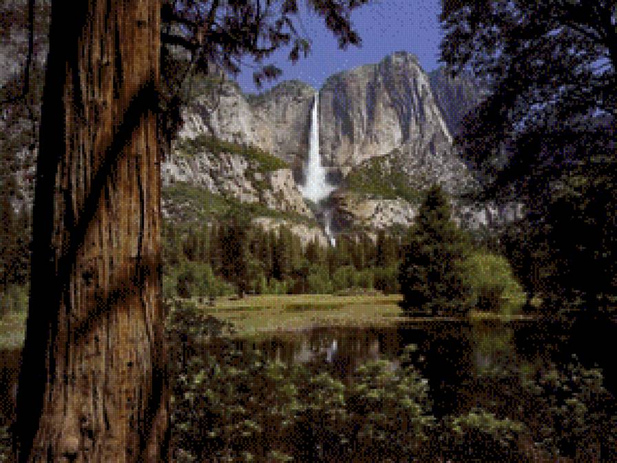 Пейзаж 35 - природа, літо, пейзаж, водоспад, гори - предпросмотр