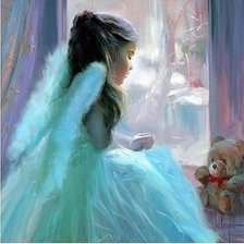 Схема вышивки «ангел у окна»