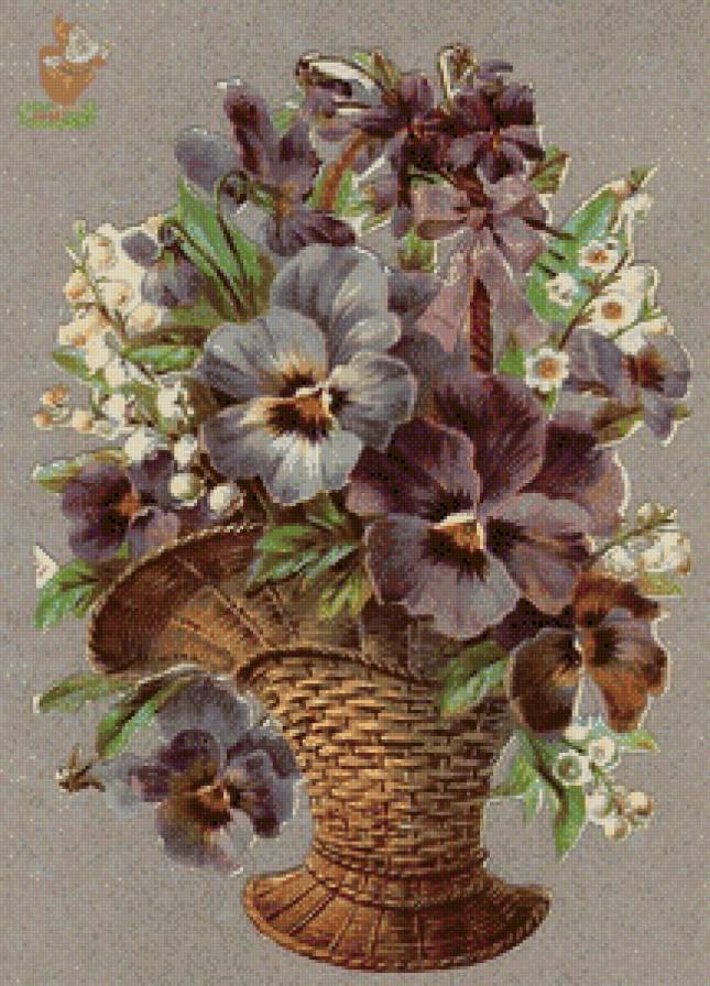 серия "корзины" - кувшин.цветы.анютки - предпросмотр