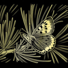 Схема вышивки «Бабочка на сосне»