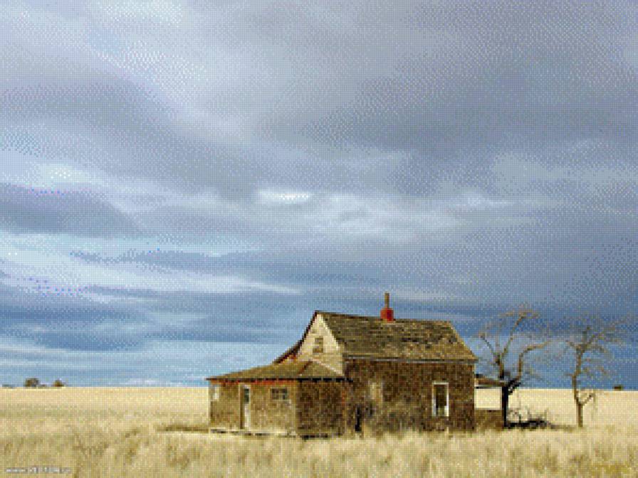 дом в поле - поле, пейзаж, природа, дом - предпросмотр