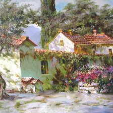 Схема вышивки «цветущий двор»