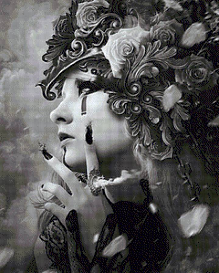 мечты - девушка, черный, фэнтези - предпросмотр