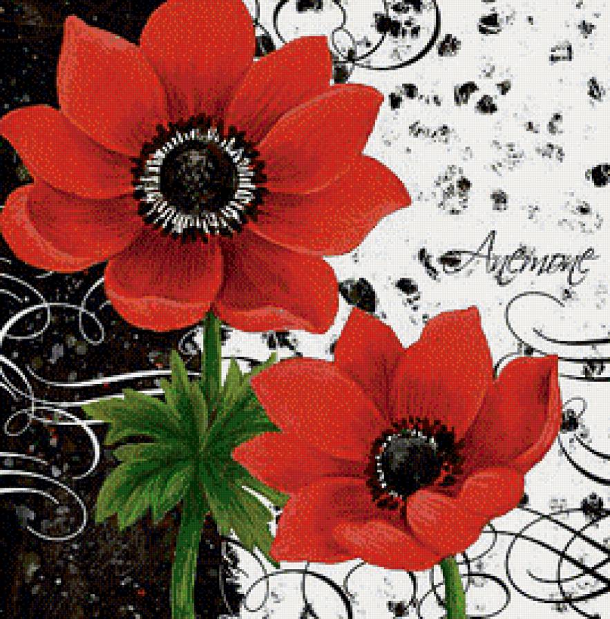 Красные анемоны. Интерьерная картина. - красный, анемоны, яркий, цветы - предпросмотр