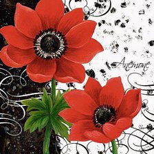 Схема вышивки «Красные анемоны. Интерьерная картина.»