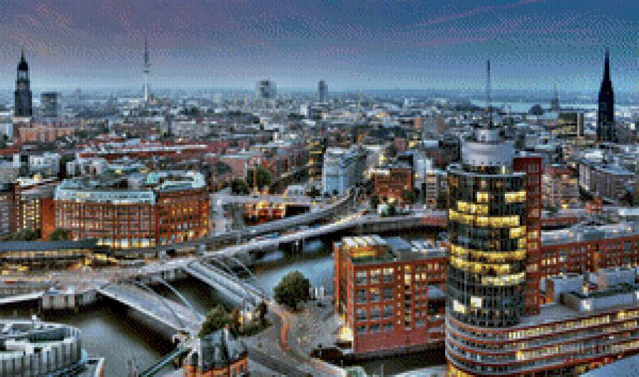 Гамбург панорама - берлин, германия, город, городской пейзаж - предпросмотр