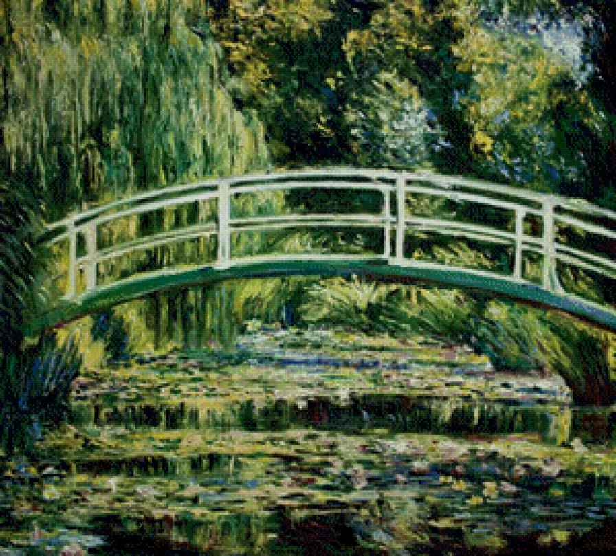 Моне, пруд с лилиями - лилии, пруд, мостик, моне, франция, японский сад - предпросмотр