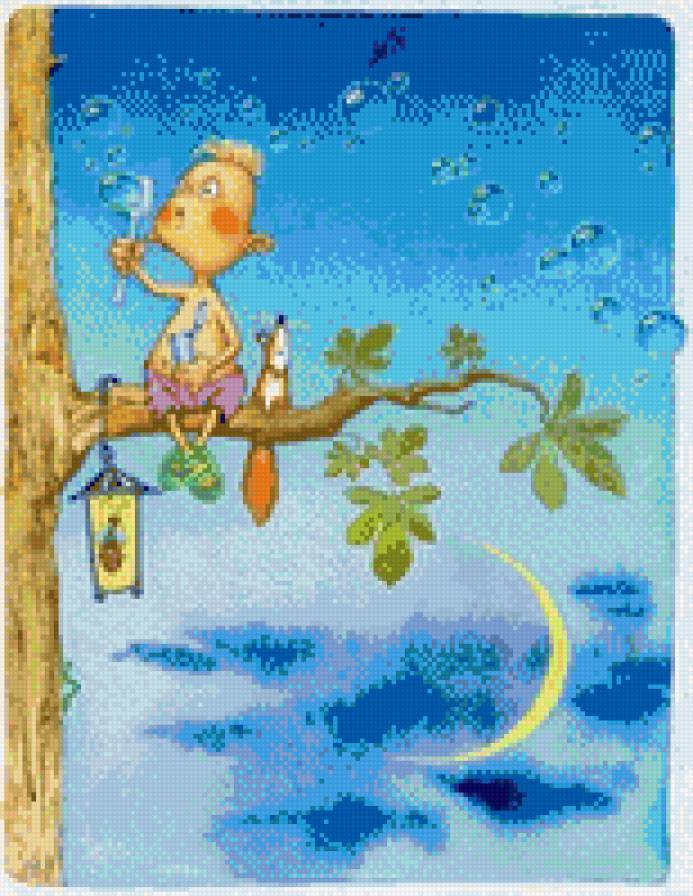 мечтатели - дети, ночь, дружба, животные, фэнтези - предпросмотр