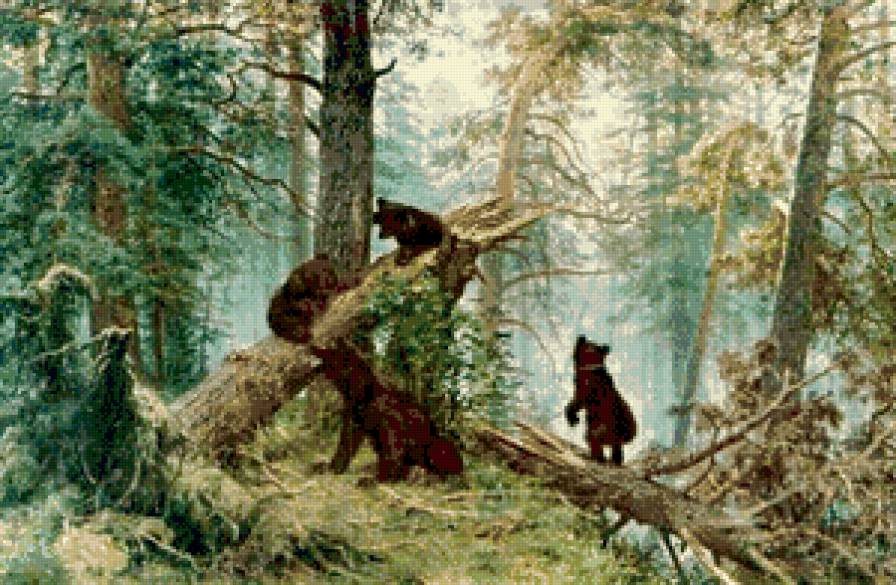 Мишки в лесу - картина шишкина - предпросмотр